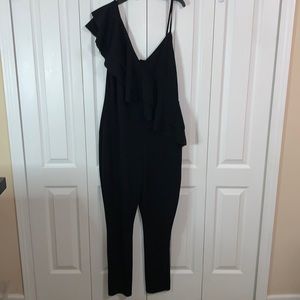 𝅺Fashion to Figure Women’s One Shoulder Jumpsuit Black 1X